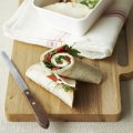 Goat’s cheese, roasted red pepper, mint & rocket wraps