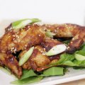 Chinese BBQ wings with blue cheese dip