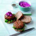 Sweet chilli & herb burgers with beetroot and mint relish
