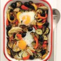 Baked eggs with roasted Mediterranean vegetables