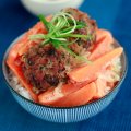 Oriental pork meatballs with chantenay carrots