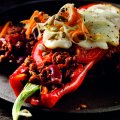 Roasted peppers with chilli filling