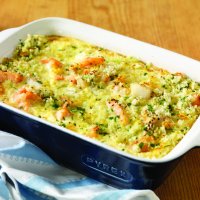 Creamy seafood & spinach bake