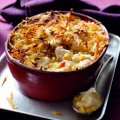 Chicken, ham & sweetcorn rosti bake