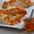 Thai salmon filo pastry parcels