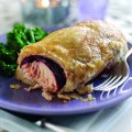 Salmon with beetroot en croute