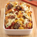 Meatball & Edam pasta bake