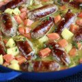 Sausage & carrot casserole with apple gravy