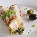 Baked stuffed cannelloni with spinach & ricotta
