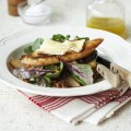 Caramelised pear & walnut salad with camembert croute