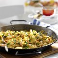 Tempting chicken & prawn paella