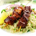 Moroccan pork kebabs with couscous