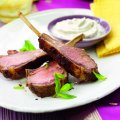 Madras basted lamb cutlets with a minted honey & yoghurt dip