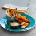 Homemade oven-baked chicken dippers & potato wedges