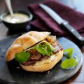 Steak sandwich with caramelised onions