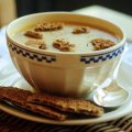 Pumpkin soup with dark rye croutons