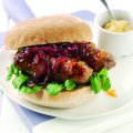 Marmalade-glazed sausage baps