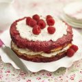 Creamy raspberry & oat cake