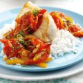 Pan-fried cobia with tomato & pepper vinaigrette