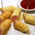 Mini pancake hot dogs