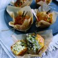 French goat's cheese mini-log & olive muffins