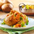 Baked potato with spicy chicken