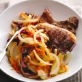 Winter slaw with grilled lamb chops