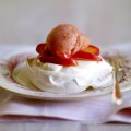 Meringues with poached apples & sorbet