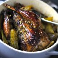 Pot roast pheasant with Fenland celery, white wine & fennel seeds