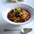 Winter stew of Fenland Celery, chorizo & cannellini beans