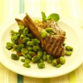 Broad bean & sun-dried tomato salad with grilled lamb