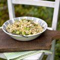 Rotelline pasta with broad beans, asparagus & homemade pesto