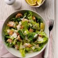 Poached salmon with quick Caesar salad