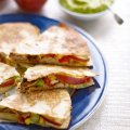 Pink Lady apple & chicken quesadillas with sour cream & guacamole