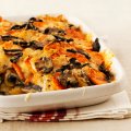 Creamy two potato & mushroom gratin