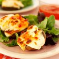 Sweet chilli mushrooms with halloumi cheese