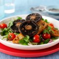 Pan-grilled mushroom salad with sea salt & garlic toasts