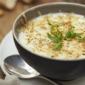 Grilled cauliflower & low-fat cheese soup