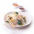 Steamed fish with noodles & bok choy