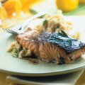 Marinated salmon fillet with mash