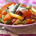 Spicy pasta with spring vegetables