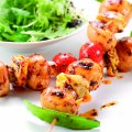 Barbecued mushroom & tortelloni kebabs