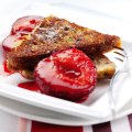 French toasts with cinnamon and plum compote
