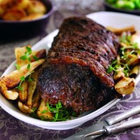 Roast sirloin of beef with chestnut & chive butter