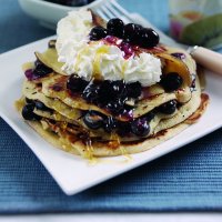Bursting with blueberries pancakes