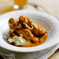 Sausage & leek casserole with chive mash