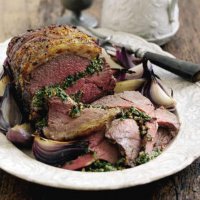 Orange roast beef stuffed with spinach & herbs