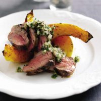 Griddled neck of lamb with roasted winter squash