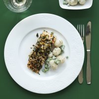 Herb & pine nut salmon with potato salad