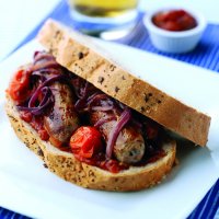 Sausage & caramelised onion sandwich